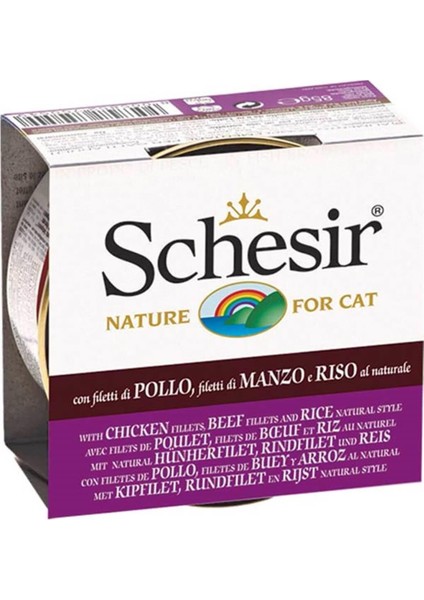 Doğal Tavuk Sığır Eti ve Pirinçli Yetişkin Kedi Konservesi 85 gr x 6 Adet