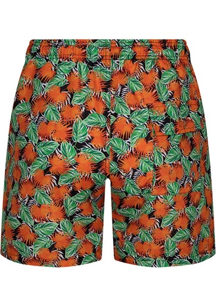 Turuncu Yeşil Yaprak Desenli Şort Mayo fiyatları