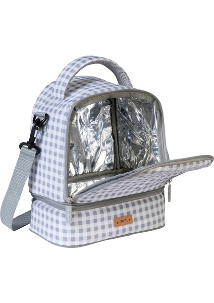 Termal / Yalıtımlı Beslenme Çantası Gri Kareli fiyatları