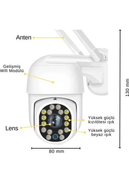 2mp Hd 1.5 Inch IP66 Ip Kamera Wifi Özellikli Hareket Takipli ve Gece Sensörlü Alarmlı Kamera Blm-05