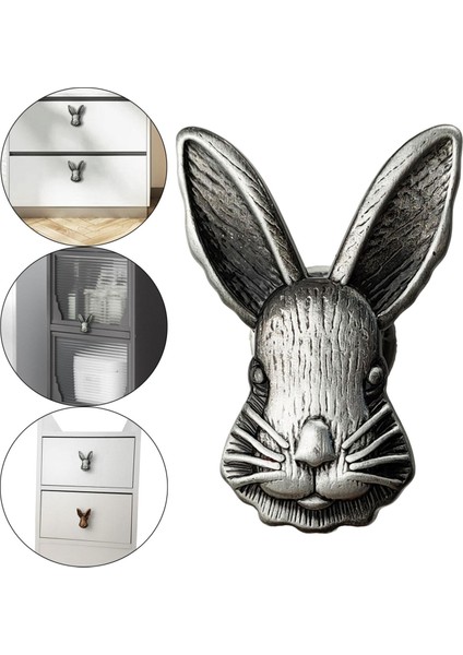 Antika Tavşan Baş Knob Çinko Alaşım Çekme Mutfak Dolabı Dolap Dresser Antik Tin (Yurt Dışından)