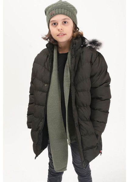 Erkek Çocuk Şişme Mont Logolu Haki 15490