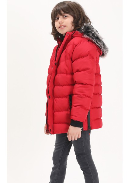 Erkek Çocuk Şişme Mont Logolu Kırmızı 15491 fiyatları