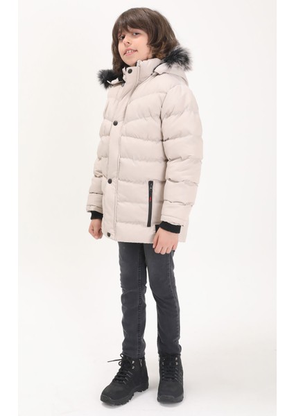 Erkek Çocuk Şişme Mont Logolu Bej 15522 fiyatları