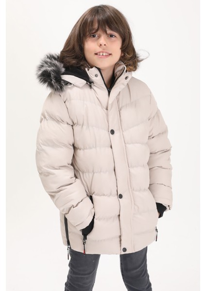 Erkek Çocuk Şişme Mont Logolu Bej 15522 modelleri