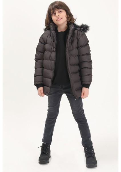 Erkek Çocuk Şişme Mont Logolu Gri 15521 fiyatları