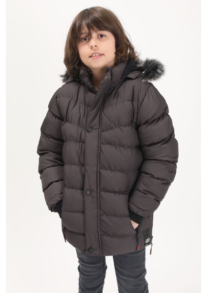 Erkek Çocuk Şişme Mont Logolu Gri 15521 modelleri