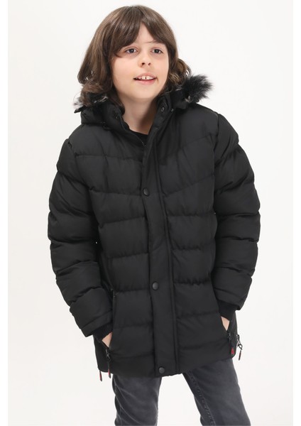 Erkek Çocuk Şişme Mont Logolu Siyah 15488 fiyatları