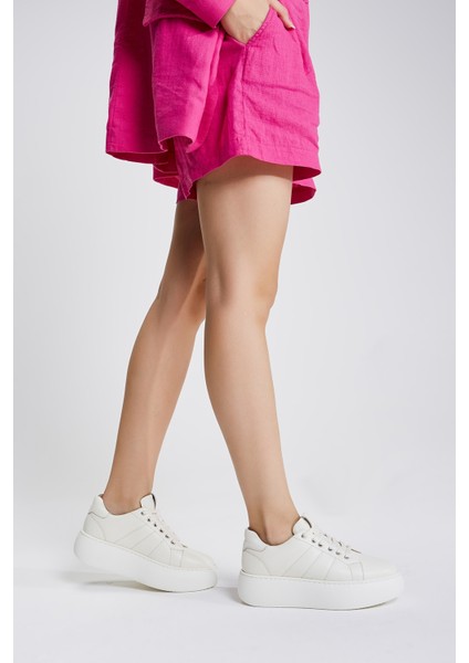 Antares Kadın Ekru Hakiki Deri Sneakers & Spor Ayakkabı 933 3850 Dıva Bn Ayk Y23