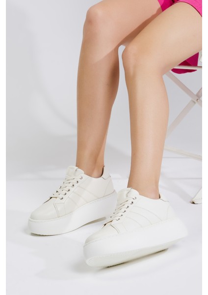 Antares Kadın Ekru Hakiki Deri Sneakers & Spor Ayakkabı 933 3850 Dıva Bn Ayk Y23 fırsatları