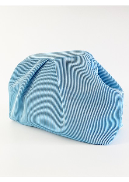Kadın Açık Mavi Piliseli Clutch El Çantası