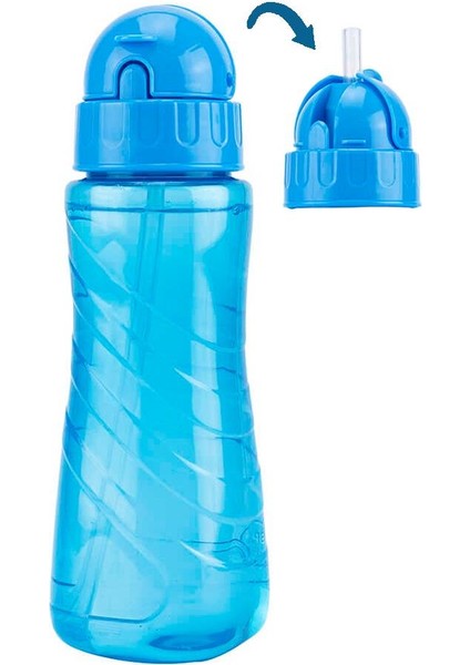 Matara 500 ml Mavi 1 Adet Plastik Su Matarası 500 cc Pipetli Suluk Okul Suluğu