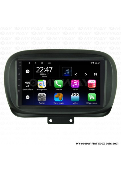 Fiat 500X Android 12 Multimedya Carplay 2gb RAM+32GB HDD Navigasyon Ekran