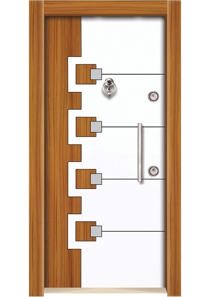 TEZ3564 Ahşap Kaplama Düz Model Çelik Kapı