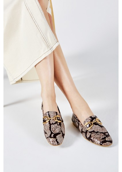 Agathe Kadın Naturel Yılan Hakiki Deri Loafer Ayakkabı 961 58-1 Bn Ayk Y23 modelleri