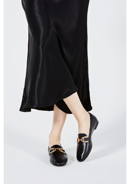 Agathe Kadın Siyah Hakiki Deri Loafer Ayakkabı 961 58-1 Bn Ayk Y23 modelleri