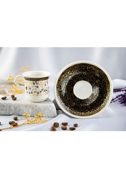 Porselen 6'lı Altın Yaldızlı Fincan Takımı Kadife Kutulu fiyatları