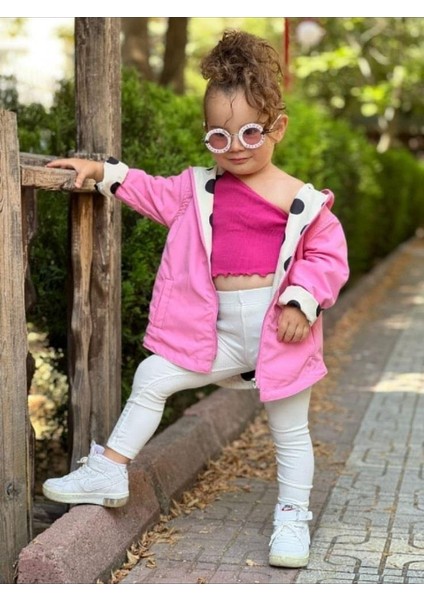 Kız Çocuk Puantiyeli Çift Taraflı Açık Krem&pembe Yağmurluk 489756231 fiyatları