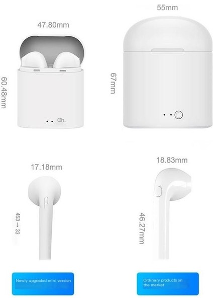 I7MINI Bluetooth Kulaklık 5.0 Kablosuz Spor Kulakiçi Binaural Kablosuz Mini Bluetooth (Yurt Dışından)
