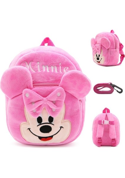 Minnie Mouse Figürlü Çocuk Peluş Sırt Çantası - Kırmızı (Yurt Dışından)