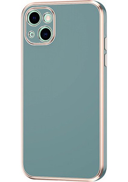 iPhone 14 Plus Uyumlu Luxury Serisi Altın Çerçeveli Silikon Kılıf