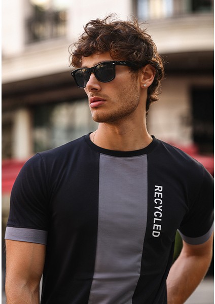 Baskılı Slim Fit Erkek Tişört Bisiklet Yaka T-Shirt %100 Pamuk fiyatları