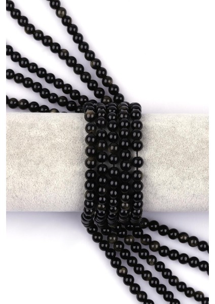 Golden Obsidyen Doğal Taş Dizi 6 mm Küre Kesim