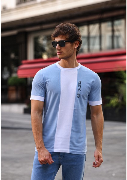 Baskılı Slim Fit Erkek Tişört Bisiklet Yaka T-Shirt %100 Pamuk