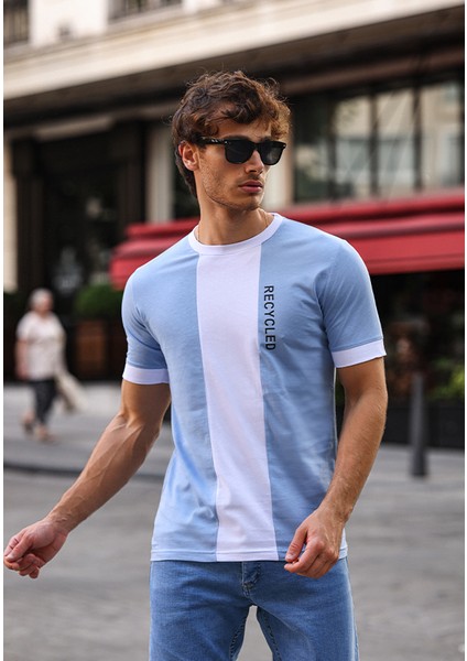 Baskılı Slim Fit Erkek Tişört Bisiklet Yaka T-Shirt %100 Pamuk