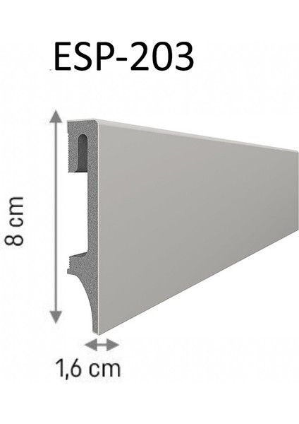 Espumo Suya Dayanıklı Süpürgelik 8 cm - 2,40 Metre - Koyu Gri - ESP203