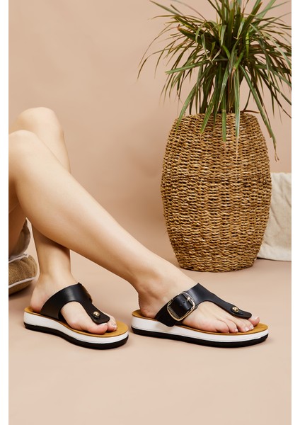 Selda Kadın Siyah Hakiki Deri Düz Terlik 985 23-4408 Bn Trlk Y23 modelleri