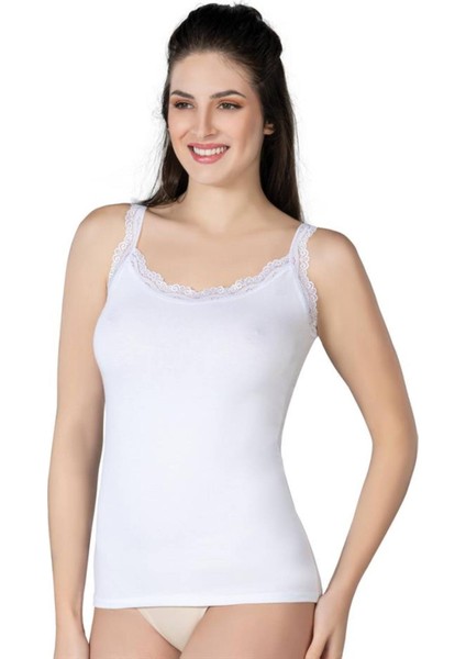 Beyaz Modal Cotton Dantelli Atlet
