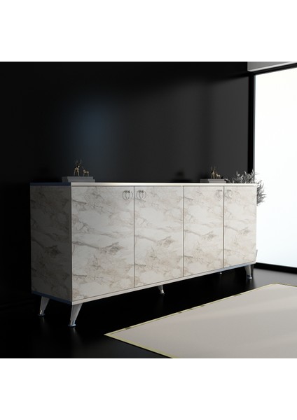 Karen Konsol K20 Efes Mermer - Gümüş 160 cm fiyatları