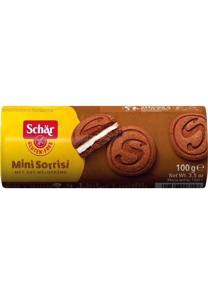 Mini Sorrisini Glutensiz Kaymaklı Çikolatalı Bisküvi 100 gr (12 Adet)