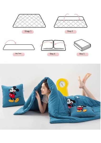 Mickey Mouse 2'si 1 Arada Yastık Yorgan Çift Amaçlı Araba Kanepesi Öğle Yemeği Molası Yastığı Yorgan Pembesi (Yurt Dışından) fiyatları