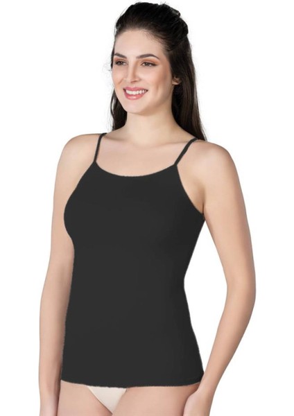 Siyah Modal Cotton Ince Askılı Atlet