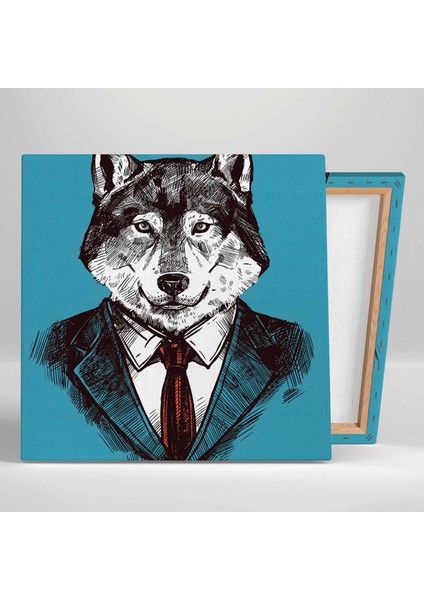 Takım Elbiseli Kurt Ilüstrasyonu Business Wolf Kanvas Tablo