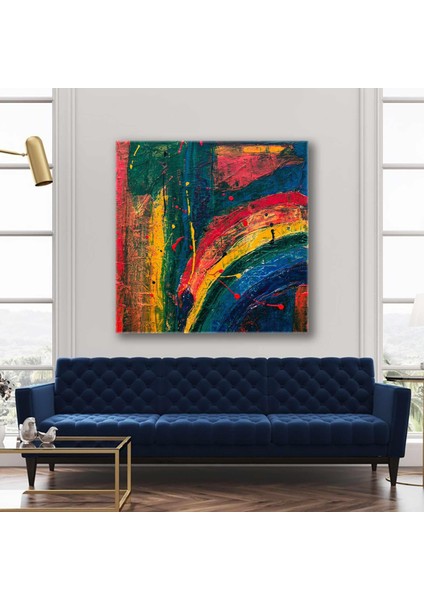 Soyut Sanat Abstract Fırça Izleri Ana Renkler Kanvas Tablo