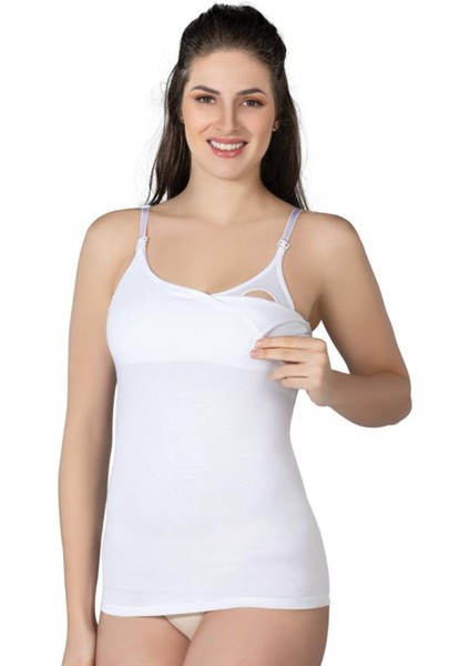 Beyaz Modal Cotton Emzirme Atlet