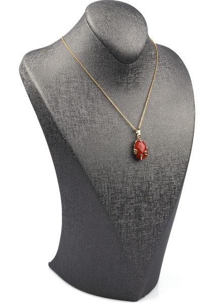 Red Jasper Doğal Taş Gold Renkli Kolye fiyatları