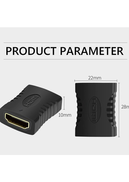 2 Adet Hdmı Dişi-Dişi Ek Ara Birleştirici Aparat HDMI Kablo Uzatma Aparatı 2 Adet Siyah