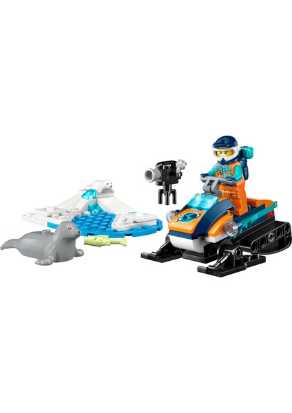 City Kutup Kâşifi Motorlu Kızağı 60376 - 5 Yaş ve Üzeri Çocuklar için bir Minifigür ve 2 Fok Figürü İçeren Yaratıcı Oyuncak Yapım Seti (70 Parça)