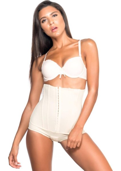 Ten Yüksek Bel Balen Desteklı Agraflı Slip Lazer Korse