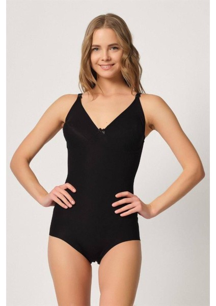 Siyah Balenli Double Boy Slip Lazer Korse