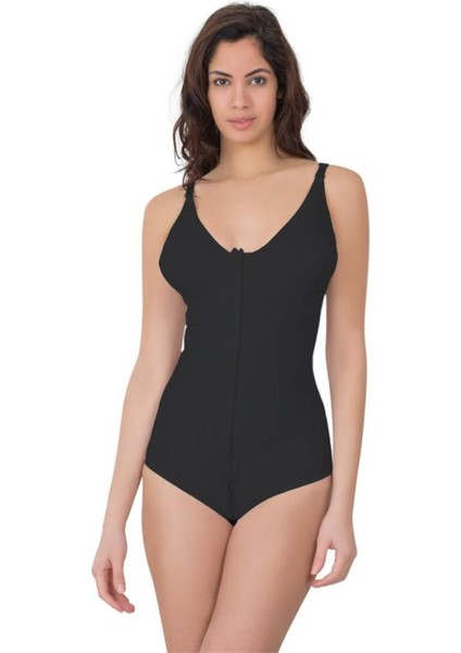 Siyah Balen Destek Sütyenli Agraflı Slip Boy Lazer Korse