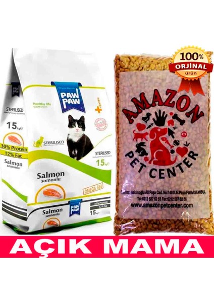 Paw Paw Sterilised Somonlu Kısırlaştırılmış Kedi Maması Açık 1 kg