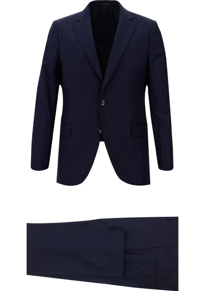 Yünlü Klasik Kareli Takım Elbise