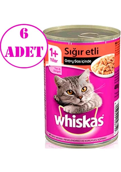 Sığır Etli Konserve Kedi Maması 400 gr 6 Ad