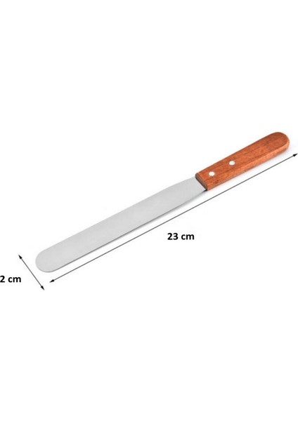Tahta Saplı Spatül - 3 Adetlik Set - Paslanmaz Çelik