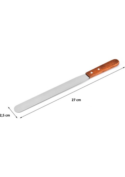 Tahta Saplı Spatül - 3 Adetlik Set - Paslanmaz Çelik